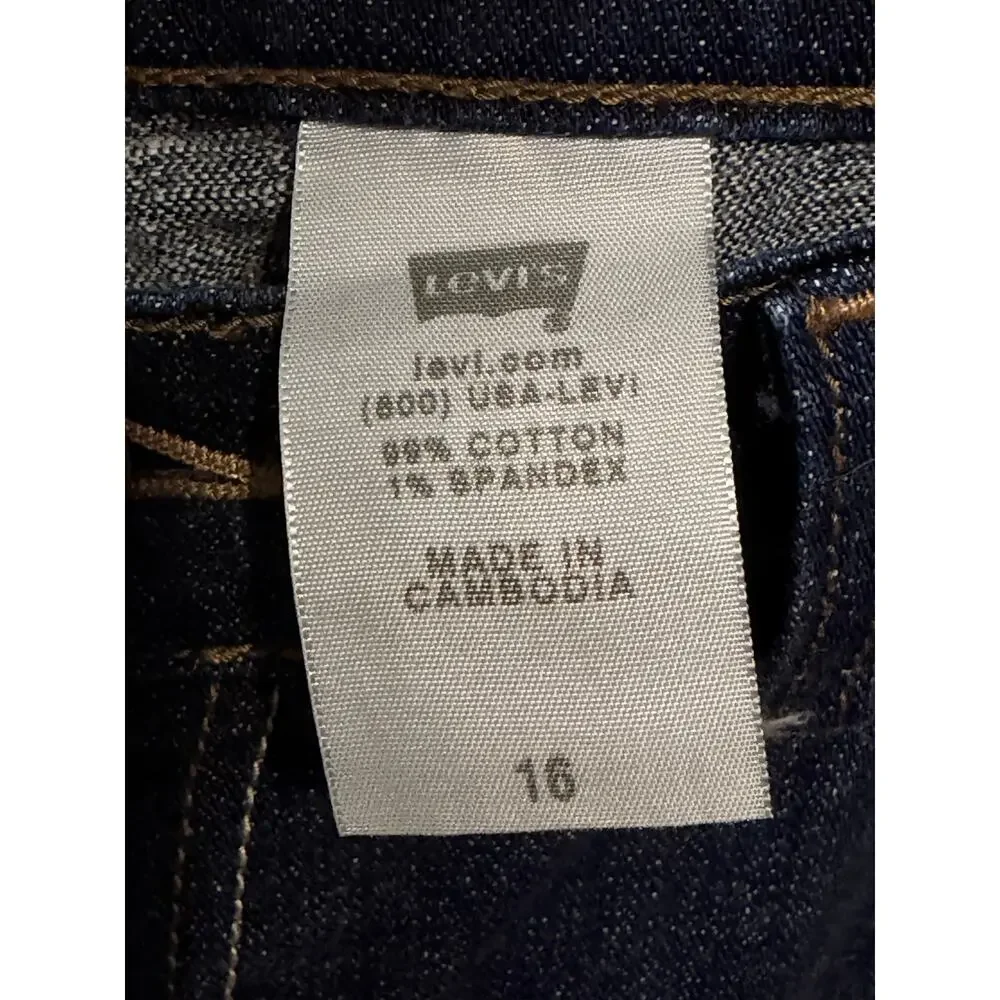 Levi’s dark wash denim capri jeans cuffed plus size 16 cotton blend Y2K stretch - Picture 3 of 7
